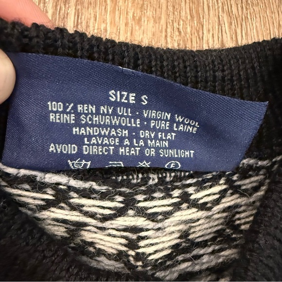 Vintage Nordstrikk Nordic Cardigan Women’s S Black White Fair Isle Virgin Wool - Picture 5 of 9